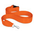 An orange ribbon lanyard with a clip attachment.