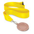 A podium medal featuring a 50mm round medal with a smooth, blank surface, attached to a bright yellow ribbon.
