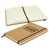 A Somerset cork notebook with a brown cover, featuring lined pages and a black elastic band closure.