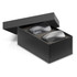 A black box containing two double wall glass tumblers, showcasing a sleek, modern design.