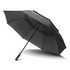 A black 76cm storm umbrella with a sturdy frame and a handle, featuring a logo.