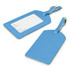 Aero Luggage Tag in bright blue, featuring a name and address label with a metallic attachment and loop.