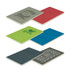 A set of notebooks in green, red, blue, and dark grey featuring various designs and a logo on the covers.