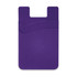A purple dual silicone phone wallet with two pockets for cards and a slim design. It features a logo.