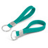 A turquoise silicone key ring with a simple debossed design and a metal keyring attachment.