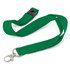 A green glow-in-the-dark logo lanyard with a silver clip and adjustable buckle.
