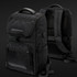 A black laptop backpack with multiple compartments and a padded back panel. It features a logo and adjustable straps.