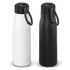 A drink bottle set featuring a white bottle and a black bottle, each with a black patterned handle and logo.