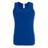 A blue women's tank top featuring a fitted design and a logo on the neckline.