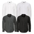 A collection of SOLS Blake Men's Long Sleeve Shirts in white and black, featuring button-up fronts and collars.
