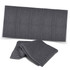 A grey luxury bath towel set with a textured design, featuring a large towel and a smaller hand towel.