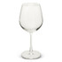 A clear glass wine glass with a long stem, designed for serving wine. It features a simple, elegant shape.