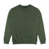 A green unisex sweatshirt with a crew neckline and ribbed cuffs and hem. It features a branding logo.