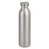 A drink bottle with a sleek stainless steel finish, featuring a simple design and a metallic cap.