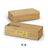 A bamboo wireless charging clock in a rectangular shape, featuring a digital display and a logo.