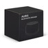 A black box containing the Auris Bluetooth speaker, featuring a minimalist design and a logo.