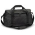 Aquinas 20L duffle bag in black with dual handles and a shoulder strap, featuring a front zip pocket.