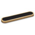 A bamboo nail file featuring a black filing surface, with a smooth, natural bamboo handle.