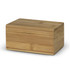 A bamboo tea box with a smooth finish, featuring a simple, rectangular design and a sliding lid.