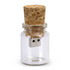 A drink bottle-shaped flash drive with a cork stopper, featuring a silver USB connector, in clear glass.