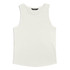 A white men's tank top with a simple design and a logo on the label.