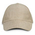 A beige cap with a textured fabric and a curved brim. The cap features a branding logo.