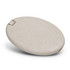 A compact sewing kit in a light beige case, oval-shaped with a smooth finish and a small clasp.