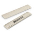 A 15cm ruler in a beige colour with a logo. Featured is a straight edge for measuring.