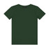 A green youth T-shirt with a crew neckline and short sleeves, featuring a logo on the label.