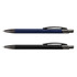 A metal pen set featuring a navy blue pen and a black pen, both with silver accents and clip designs.