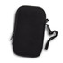 A black phone sleeve with a zipper closure, featuring a wrist strap for easy carrying.