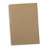 A brown soft cover notebook with a simple design, featuring a plain textured exterior and a logo.