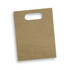 A medium-sized, die-cut paper bag in a brown kraft finish with a cut-out handle. It features a simple, clean design.