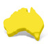 A yellow stress shape designed in the outline of Australia, featuring a smooth, contoured surface.