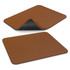 A leatherette mouse mat in brown with a textured surface and a non-slip backing. Features rounded corners.