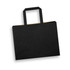 A medium flat handle paper bag in black with two handles and a simple, sleek design.