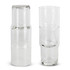 A stackable glass tumbler set in clear glass, featuring four tumblers and a larger glass.