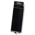 A black terry golf towel with a hanging loop and a logo. Ideal for keeping equipment clean and dry.