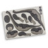 A wooden puzzle kit featuring Brachiosaurus parts in black and grey, neatly arranged on a light wood base with a logo.