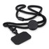 A black Roam Phone Lanyard with a detachable hook and a flat tag for identification or accessories.