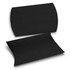 A large black pillow box with a curved design, featuring a smooth finish and a logo.