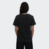 A black unisex T-shirt displayed from the back, featuring a simple design and short sleeves.