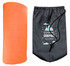 An orange Polar Blanket rolled next to a grey drawstring bag with a logo.