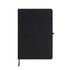 A black A5 notebook made from recycled materials, featuring a soft cover and a ribbon bookmark.