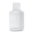 A clear 60ml bottle of hand sanitiser gel with a screw-top lid, featuring a simple design and no visible branding.