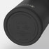 A drink bottle in sleek black stainless steel featuring a base with branding. Ideal for maintaining beverage temperature.