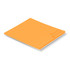 An orange coloured sticky pad, measuring 70 x 75mm, containing 25 sheets. The pad has a logo on it.
