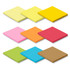 A set of coloured sticky pads in yellow, pink, orange, red, green, blue, and brown, each 70 x 75mm with 50 sheets.