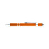 An orange spinner pen with a silver clip and accents, featuring a stylus tip. It has a sleek, modern design.