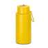 A drink bottle in bright yellow, featuring a screw-on lid and a durable design. It includes a branding logo.